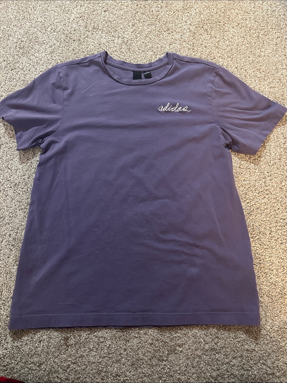 adidas Purple Script Logo Short Sleeve Tee